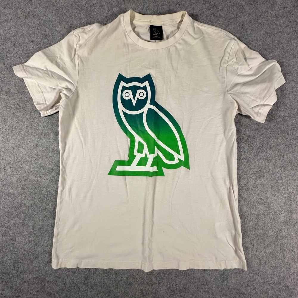 OVO Shirt Drake Mens Small White Green Gradient Owl Graphic Octobers Very Own